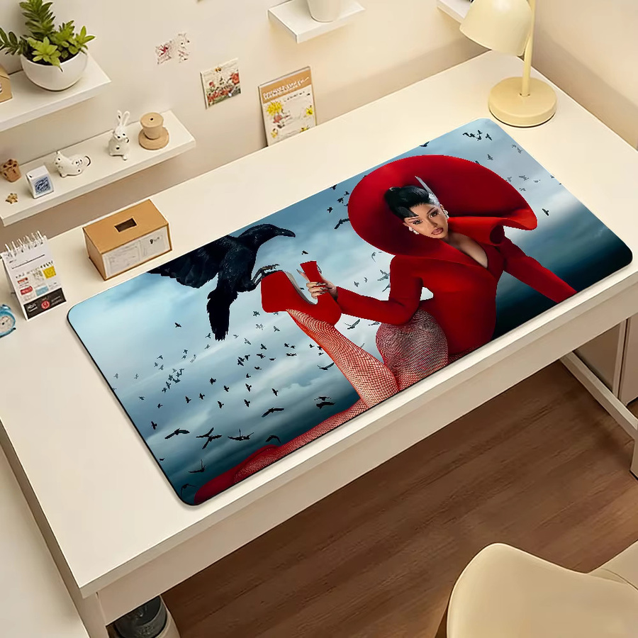 Großes Mauspad mit Cardi B Motiv in Multicolour, rutschfest und wasserdicht mit genähtem Rand für Gaming, Büro und Alltag - Bild 3