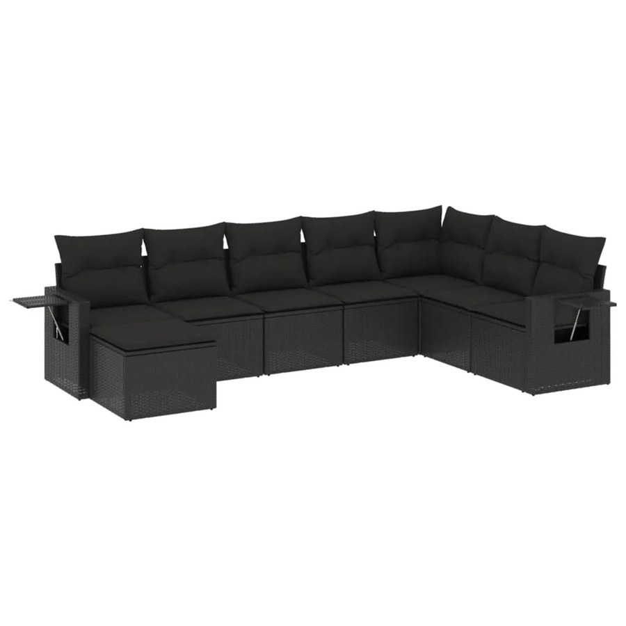 vidaXL 8-tlg Garten-Sofagarnitur aus Poly-Rattan mit Kissen in Schwarz - Bild 2