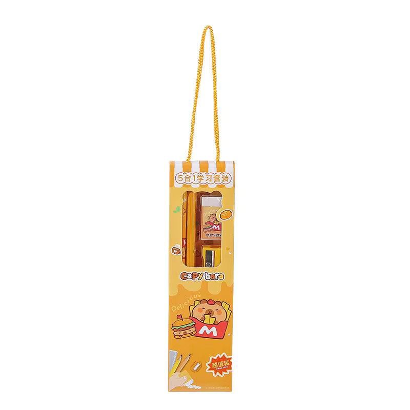 2er-Set Capybara Schreibwarenset 5-in-1 mit Anspitzer, Radiergummi und Lineal in Multicolour für Kinder und Schüler - Bild 2