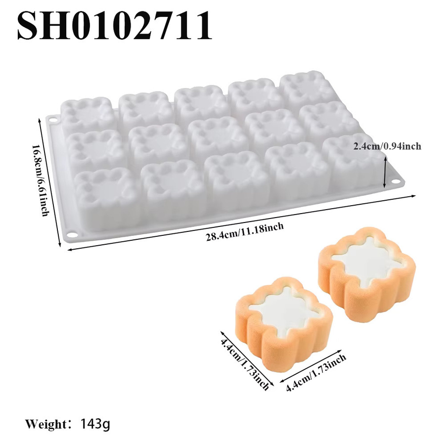 SHENHONG Silikon Backform für Mousse Kuchen und Seife in quadratischer Form mit gewellter Kante - Bild 2