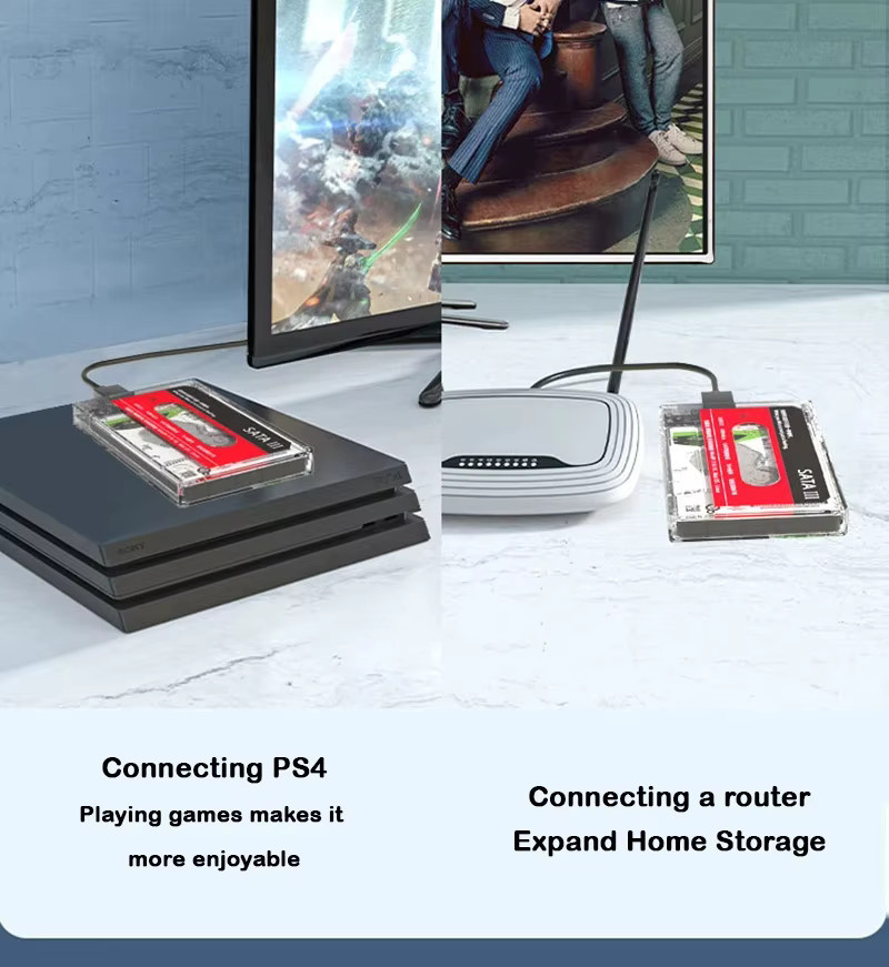 Deepartner Externes Festplattengehäuse 2,5 Zoll USB 3.0 SATA 3.0 mit UASP Unterstützung, Schwarz/Transparent - Bild 3