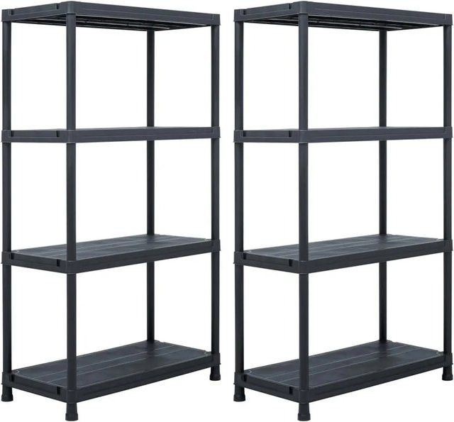 vidaXL Lagerregale 2er-Set Schwarz aus Kunststoff, B/T/H: 60 x 30 x 138 cm - Bild 1