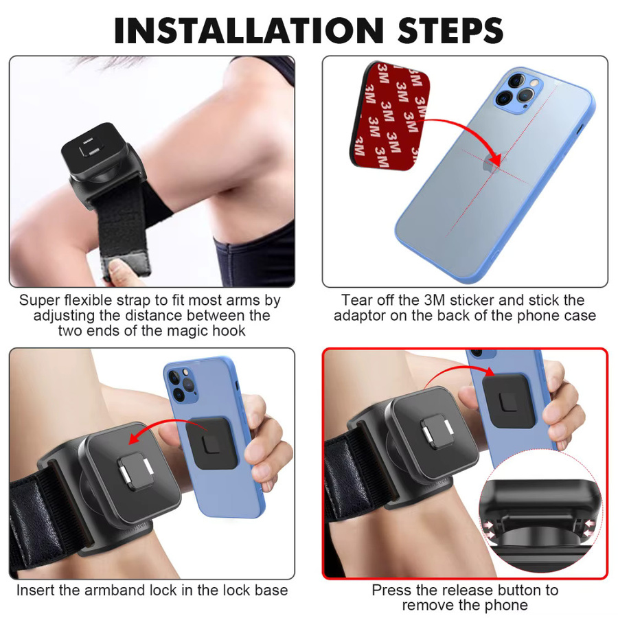 Maerknon Universal Sport Armband Telefon Halter in Schwarz für Laufen, Radfahren und Fitness - Bild 6