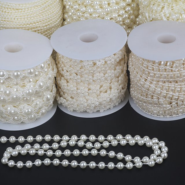 QIAO Harz-Perlen-Girlande in verschiedenen Größen von 3 bis 10 mm für DIY-Handwerk, Hochzeit, Party und Weihnachtsbaumdekoration - Bild 1