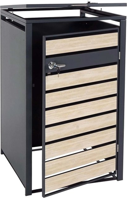 PROREGAL Mülltonnenbox für 1 Tonne in Anthrazit mit Buche-Holzoptik Hellbraun, B/T/H: 117 x 68 x 80 cm - Bild 1