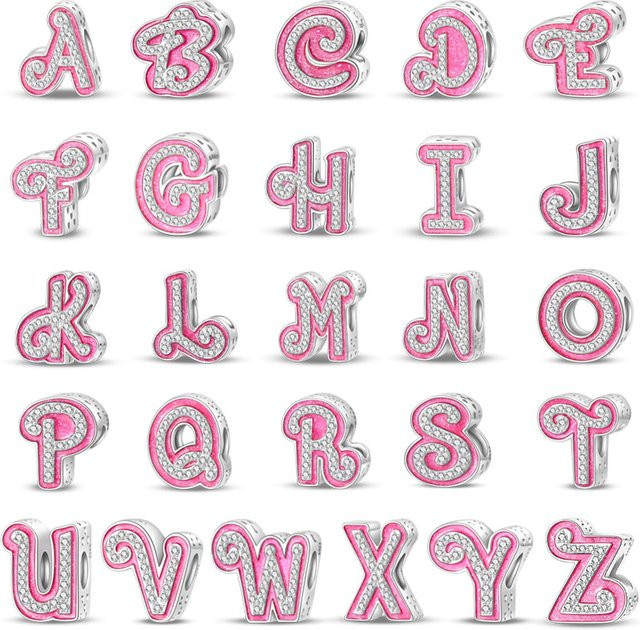 Pandach Anhänger 925 Sterlingsilber, Alphabet-Charms, Rosa, CZ, Damen - Bild 1