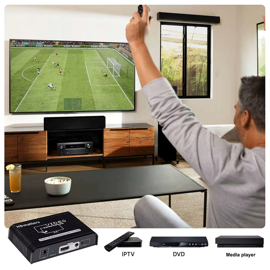VBDWRM Ypbpr zu HDMI Konverter mit Audio, 5-RCA Komponente zu HDMI Adapter in Schwarz - Bild 5