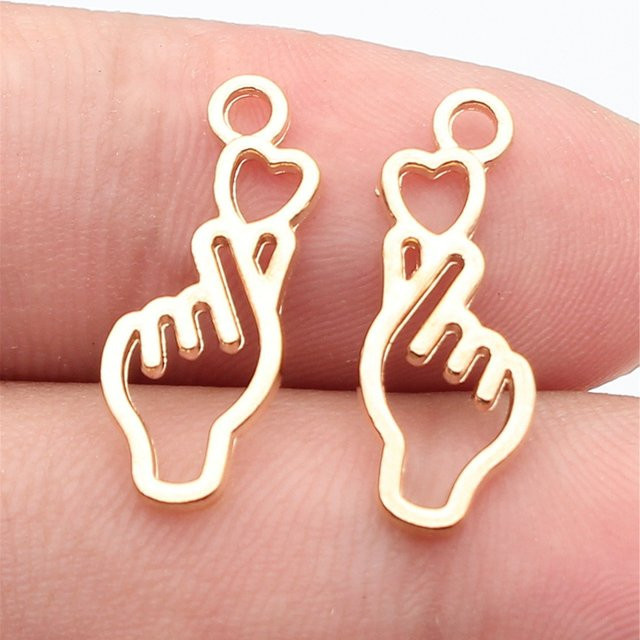 Herzförmige Handgesten-Anhänger, Gold, Unisex, 22x8,3mm - Bild 1