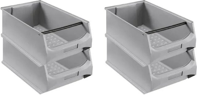 PROREGAL SuperSparSet 4er Pack Sichtlagerboxen 5,1 Grau mit Griffstange, H x B x T: 20 x 30 x 50 cm, 21,8 Liter - Bild 1