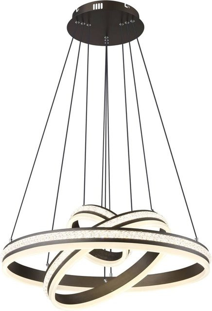 Globo Lighting LED-Pendelleuchte in Silber und Transparent aus Metall und Kunststoff, höhenverstellbar, Durchmesser: 60 cm, Höhe: 120 cm - Bild 1