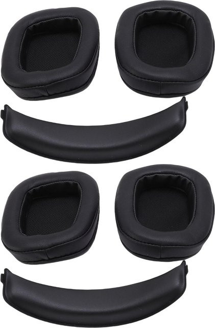 4 Stück Ersatz-Ohrpolster aus Protein Leder in Schwarz passend für Logitech G933 G935 G633 G635 G633S Kopfhörer von DIYelecs - Bild 1