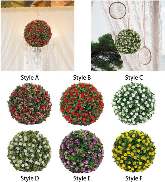 Kesoto Dekorative Kunstpflanze als runder Topiary-Ball für die Tischdekoration, Grün, Durchmesser: 20 cm - Bild 1