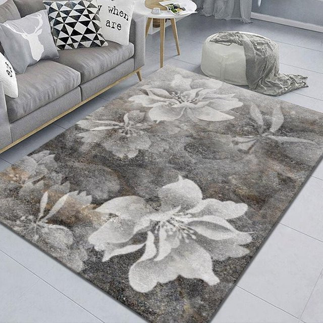 Moderner 3D Teppich von WTEMPO in Grau mit abstraktem Design für Wohnzimmer und Schlafzimmer, B/T: 160 x 230 cm - Bild 1