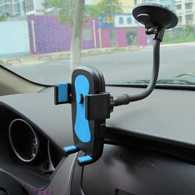 Flexibler Handyhalter für das Auto mit langem Arm und 360 Grad Drehung in Blau - Bild 1