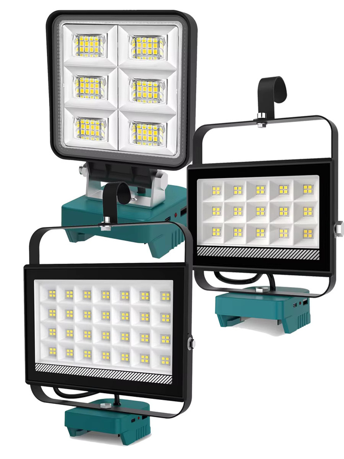 T-SUNRISE Tragbare LED-Arbeitsleuchte mit Haken und verstellbarem Standfuß, wiederaufladbare LED-Flutlichtlampe in Schwarz, 100W - Bild 7