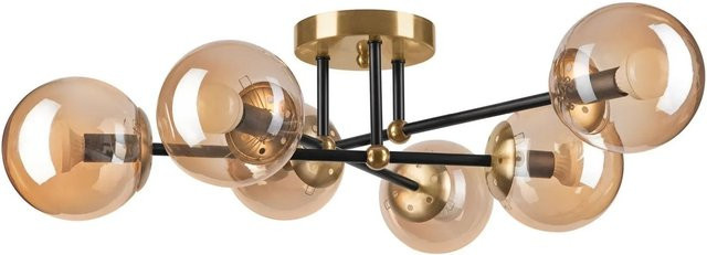 Licht-Erlebnisse Deckenlampe aus Metall und Rauchglas in Gold und Schwarz, Breite: 64 cm - Bild 1