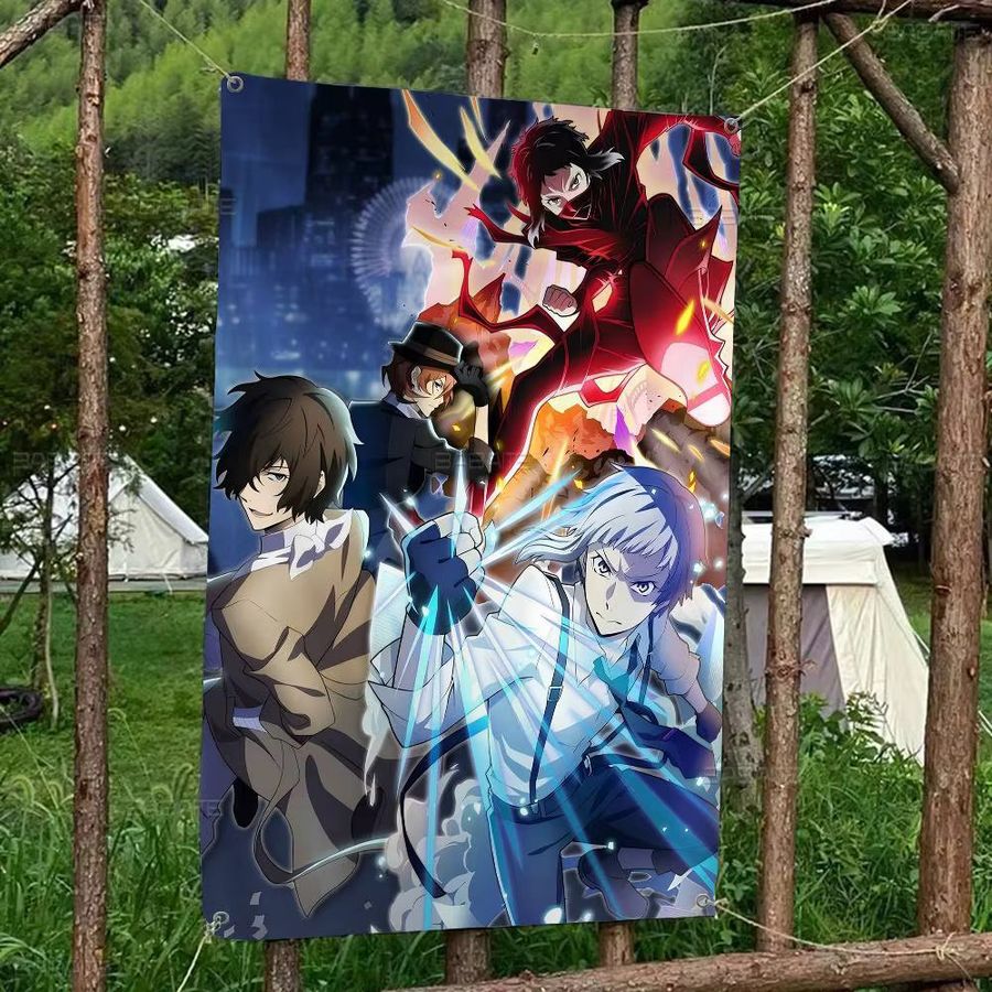 Potdemiel Wandbehang Bungo Stray Dogs Japanische Anime Vintage Cartoon Flagge Multicolor - Bild 2