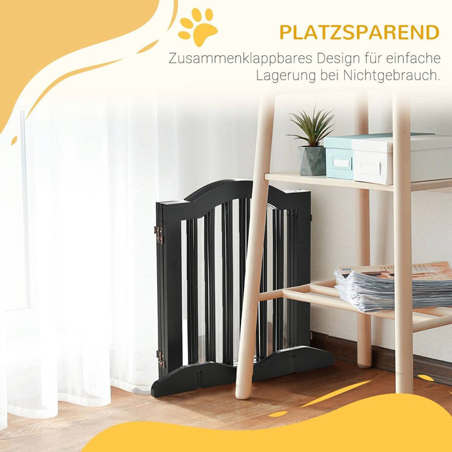 PawHut Absperrgitter 3-teilig aus Holz in Schwarz, B/H/T: 29,5 x 154,5 x 61 cm - Bild 4