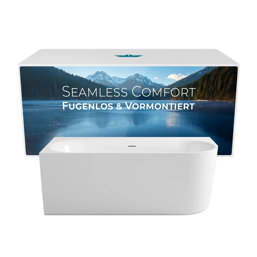 Calmwaters Vorwand-Badewanne Seamless Comfort Komplettset mit Schürze in Weiß, Rechtsausführung, Fugenlos, B/T: 160 x 75 cm - Bild 2
