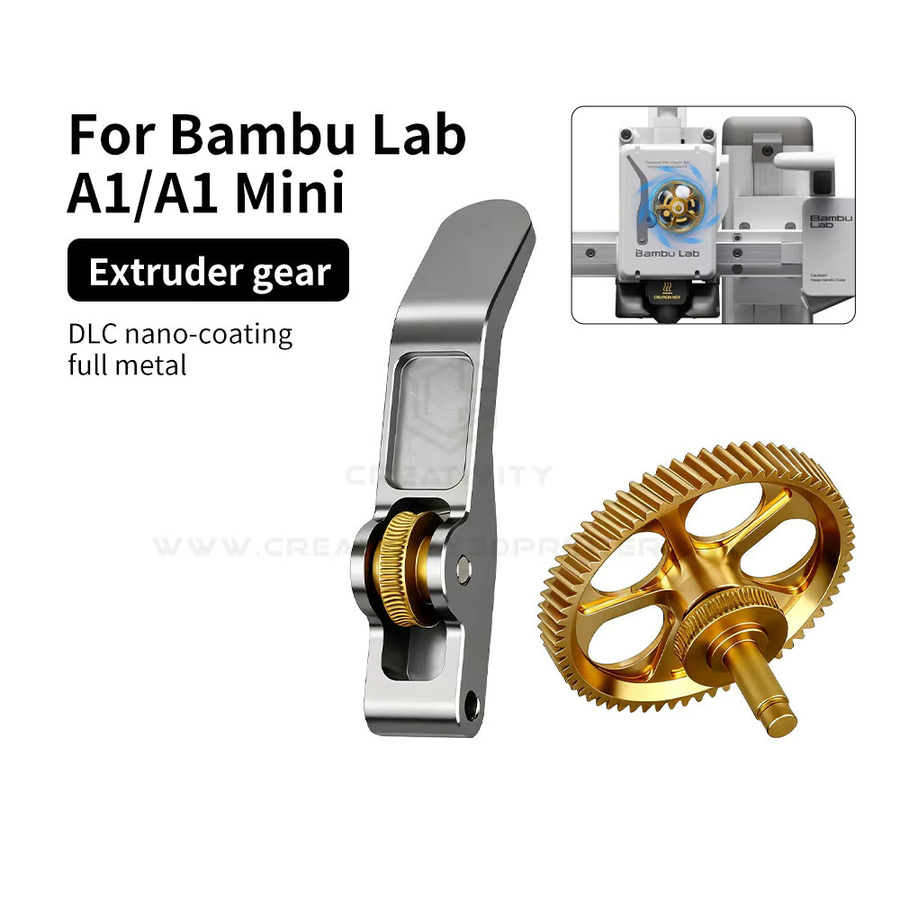 Labx1 Vollmetall-Extrudergetriebe CNC Nano-beschichteter Extrusionskopf-Getriebesatz in Gold für Lab A1, A1 Mini, P1P und P1S 3D-Drucker - Bild 3
