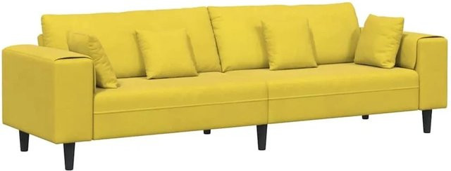 vidaXL Sofa aus Samt mit Kissen in Gelb, B/T/H: 250 x 77 x 76 cm - Bild 1