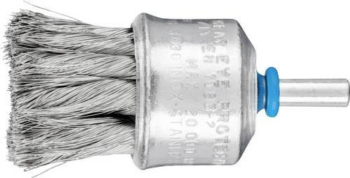 PFERD TOOLS Pinselbürste PBG 3028/6 INOX mit Kunststoffschutz, Edelstahl-Draht Ø 0,15 mm, Durchmesser 30 mm, Schaft-Ø 6 mm, Silber/Blau, 10 Stück - Bild 1