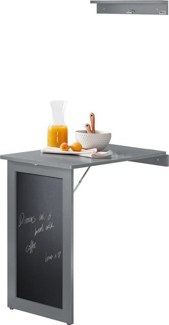 SoBuy FWT20 Wandklapptisch mit Drop-Leaf und Memo-Board, platzsparender Esstisch aus MDF in Weiß oder Grau für Küche und Home-Office - Bild 1