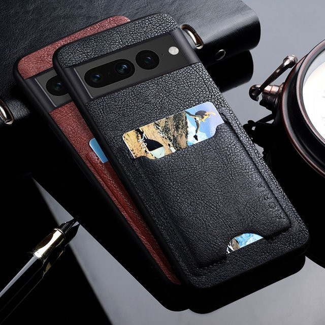 Luxus PU Leder Business Handyhülle mit Kartenhalter für Google Pixel 7, Pixel 6 Pro, Pixel 7a und Pixel 6a in Braun - Bild 1