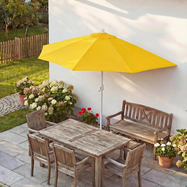 MCW Sonnenschirm Lorca halbrund, gelb, UV 50+, Durchmesser: 270 cm - Bild 1