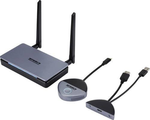 SpeaKa Professional SP-TR-500 Drahtloses Full HD Präsentationssystem in Grau mit HDMI und USB-C Anschluss für sichere Funkübertragung - Bild 1