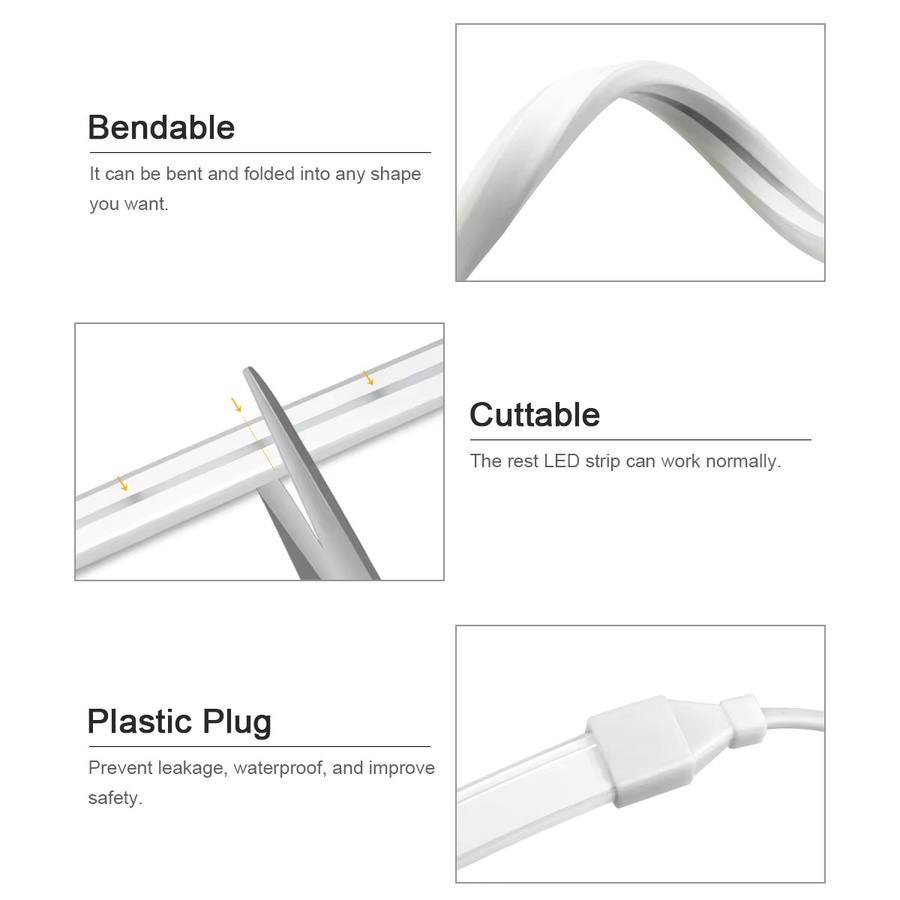 Lcamaw Tuya Smart ZigBee Neon Flex LED-Streifen, Wasserdichtes LED-Bandlicht in Weiß für Schrankbeleuchtung und Wandgestaltung, AC220V zu DC24V - Bild 3