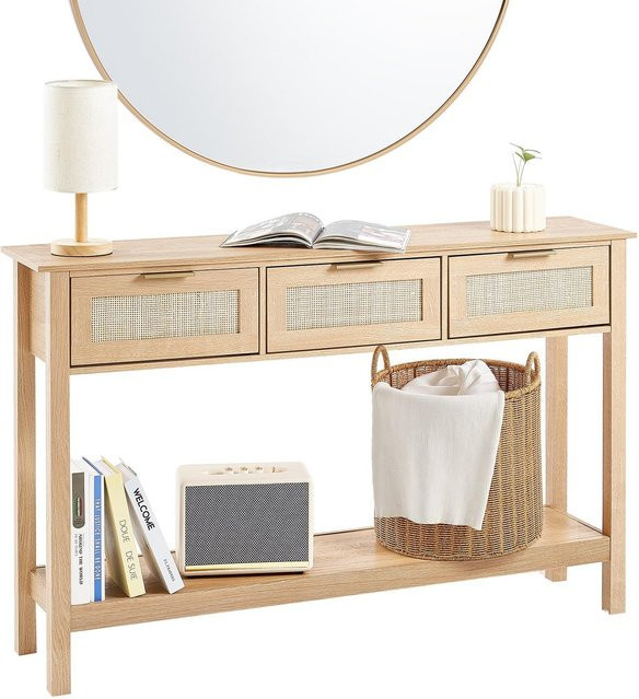 Buying Solutions MB Rattan Konsolentisch mit 3 Schubladen und Schiebetür in Natur/Beige - Bild 1