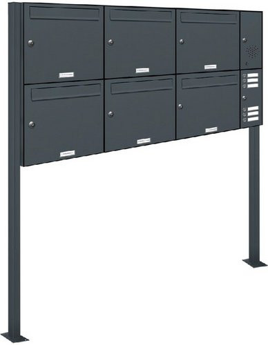 AL Briefkasten Freistehendes Briefkasten-System für 6 Parteien in Grau, B/H/T: 153,256 x 150,0 x 11,6 cm - Bild 1