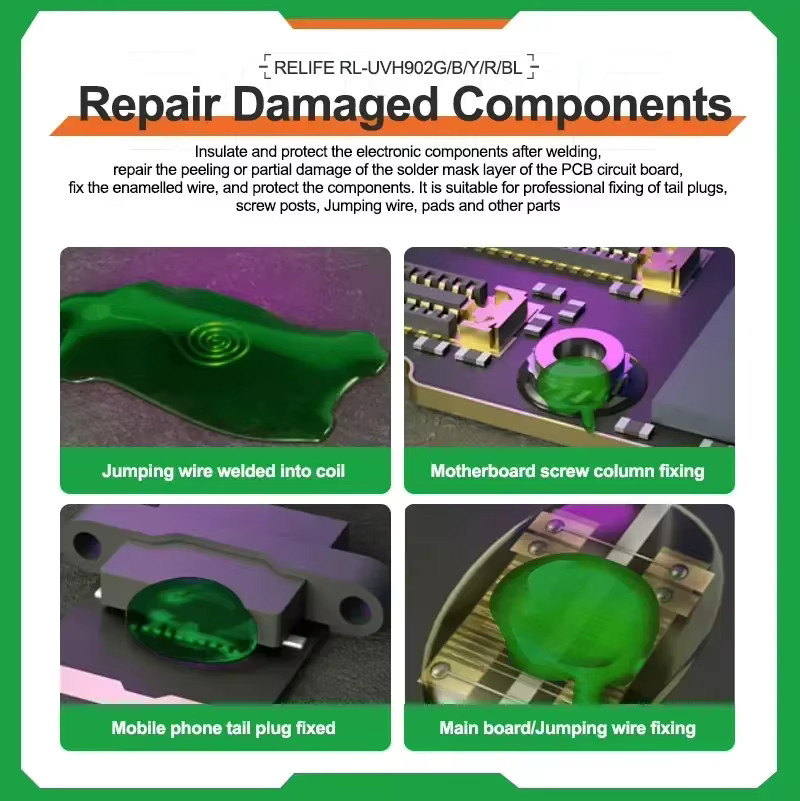 RELIFE RL-UVH902 UV-Härtungskleber in Gelb für die Handy-Reparatur von Motherboard-Flugleitungen und Jumper-Kabeln mit 3 Sekunden Schnelltrocknung - Bild 5