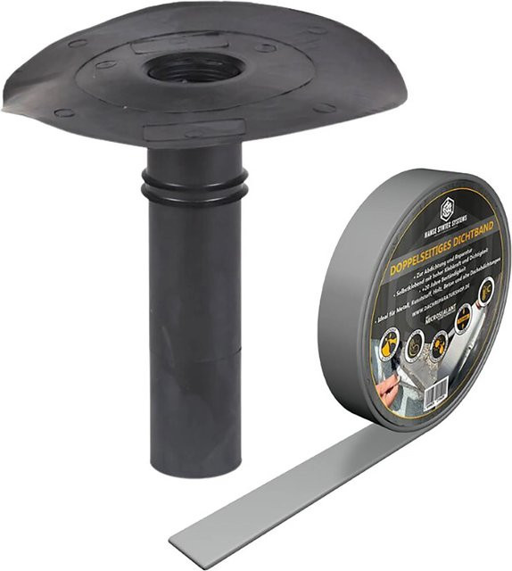DACHPROTECT Klebe-Gully DN 50 Set mit doppelseitigem MicroSealant Dichtband in Schwarz - Bild 1