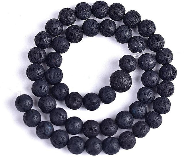 LuckLuckgo Naturstein Black Rock Lava Perlen, 6 mm, Unisex - Bild 1