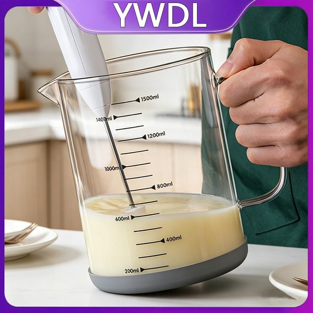 YWDL Messbecher aus Hochborosilikatglas mit abnehmbarer Silikonbasis in Transparent, 1/1,5 l - Bild 1