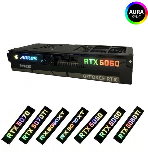 Cynzo ARGB GPU Seitenbeleuchtungsplatte für NVIDIA RTX 50-Serie in Schwarz mit AURA SYNC Kompatibilität - Bild 1