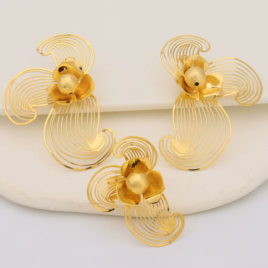 LETINGSHA Schmuck-Set, Blume Form, Ohrring und Ring, Damen - Bild 2