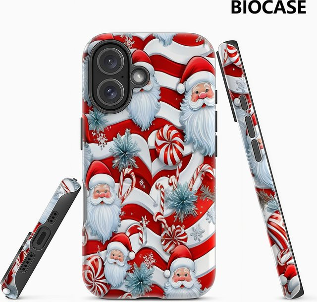 Weihnachtsmann-Collage Handyhülle für iPhone 17 16 15 14 13 12 11 Pro Max Plus mit doppelschichtiger Rückseite in Multicolour - Bild 1