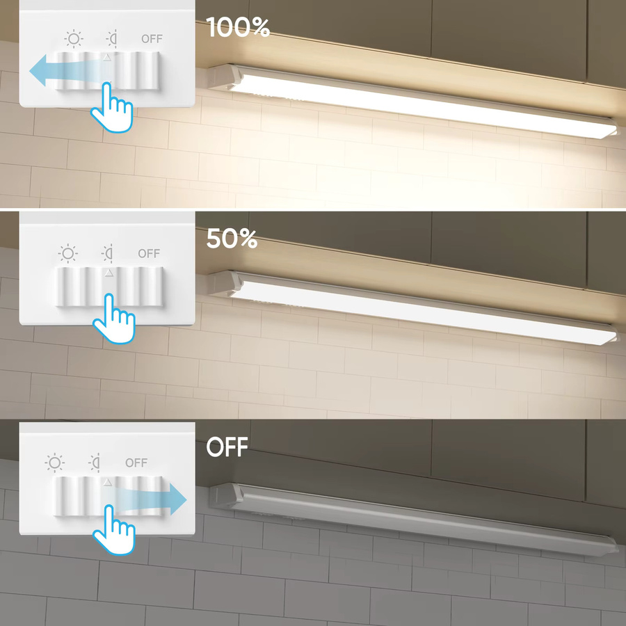 PRINCEWAY LED Küchenunterbauleuchte Weiß, schwenkbar und dimmbar, 5 Farbtemperatur Modi, Länge: 61 cm - Bild 2