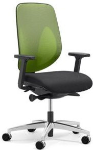 Giroflex Bürostuhl 353 mit Armlehnen, Auto-Synchronmechanik, Muldensitz und 3D-Netz-Rückenlehne in Grün/Schwarz/Alusilber - Bild 1
