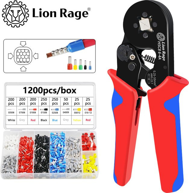 Lion Rage HSC8 6-4 Aderendhülsen-Crimpzange für Kabelquerschnitte 0,25-10mm² in Multicolour - Bild 1