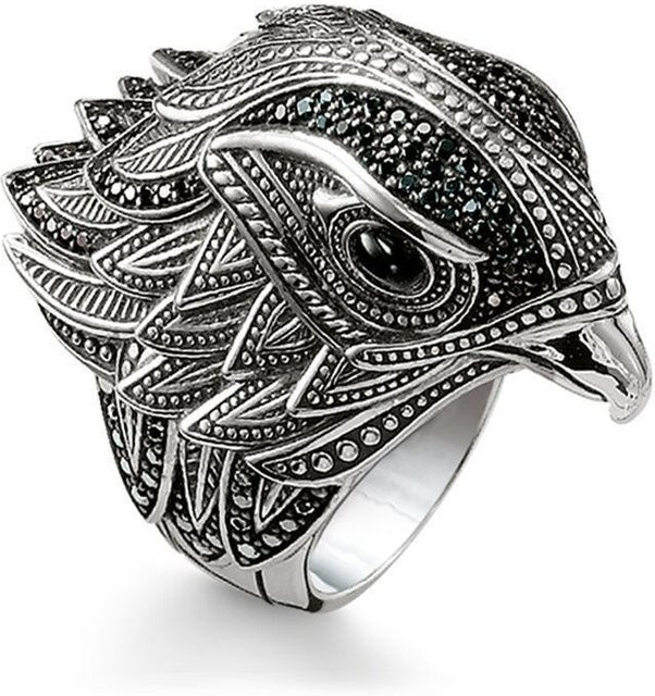 YIRAN Jewelry Adlerring, Silber, Zirkonia, Schwarz, Herren - Bild 1