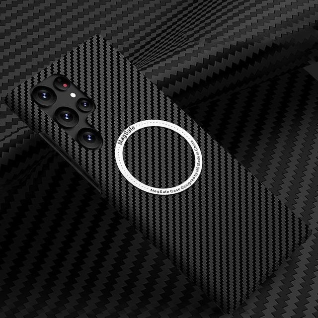 MagSafe Slim Carbon Fiber Hard Case für Samsung Galaxy S23 Ultra S22 S21 Ultra S23 Plus und iPhone 15 14 13 12 Pro Max in Schwarz mit Frosted Matte Oberfläche - Bild 1
