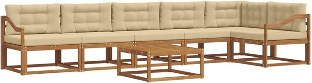vidaXL Outdoor-Sofagarnitur 7-teilig aus Akazienholz mit Kissen in Natur und Beige - Bild 1