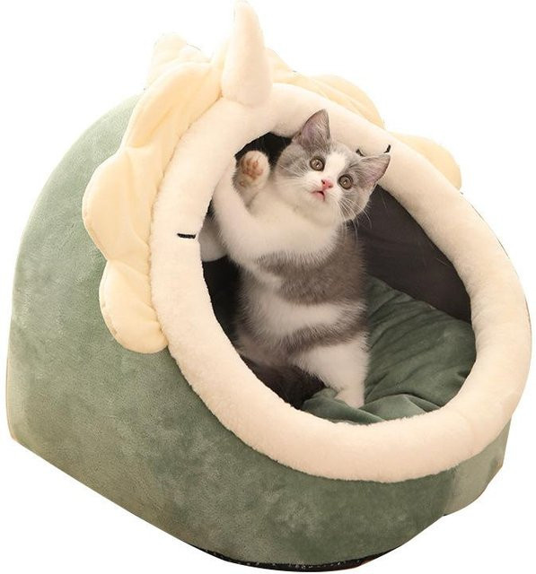 Yiran Furniture Selbstwärmendes Haustierzelt-Höhlenbett für Katzen und kleine Hunde aus 100% Baumwolle, faltbar und waschbar, Größe S - Bild 1