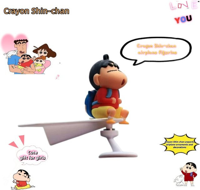 Crayon Shin-chan Lustiges Flugzeug-Ornament, Kunststoff, Mehrfarbig - Bild 1