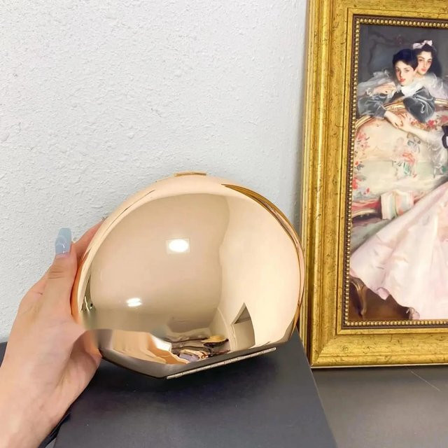 Clutch Tasche Metallschale, Silber Gold, Damen - Bild 1