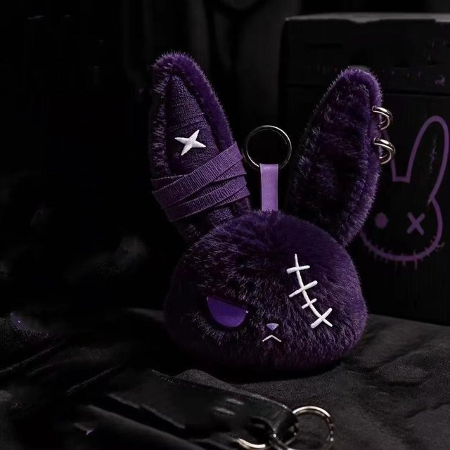 Kaninchen-Taschenanhänger, Plüsch, Dunkles Kaninchen, Unisex - Bild 1